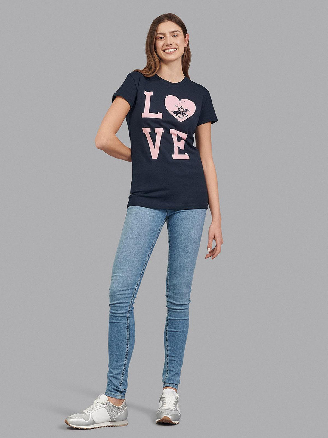 Beverly Hills Polo Club UK-LOVE LOGO T-SHIRT NAVY