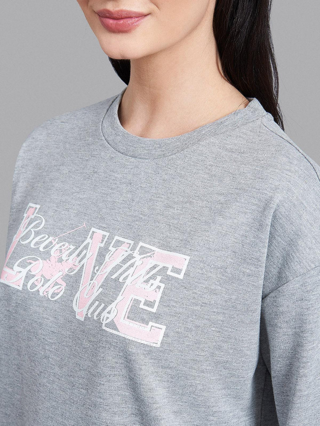 Beverly Hills Polo Club UK-LOVE SWEATSHIRT GREY MELANGE