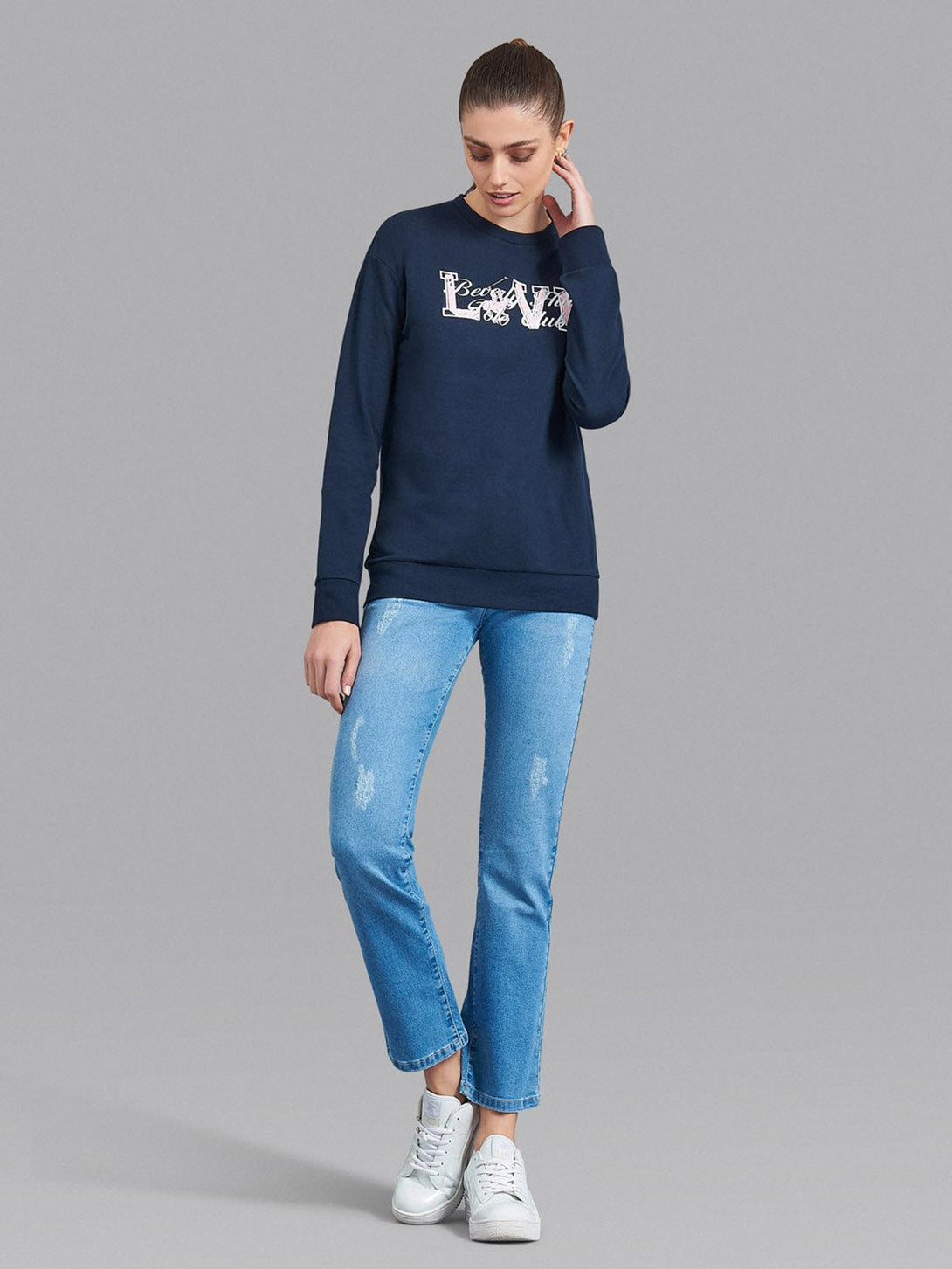 Beverly Hills Polo Club UK-LOVE SWEATSHIRT NAVY