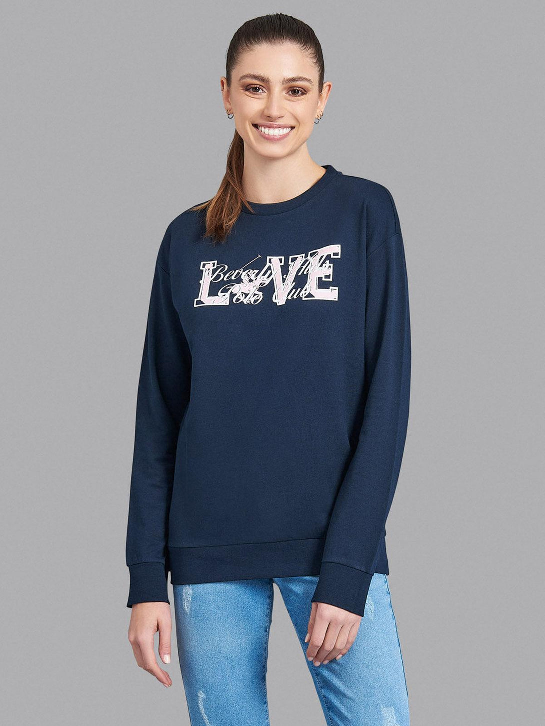 Beverly Hills Polo Club UK-LOVE SWEATSHIRT NAVY