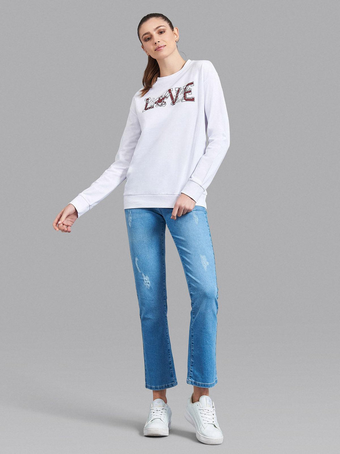 Beverly Hills Polo Club UK-LOVE SWEATSHIRT WHITE