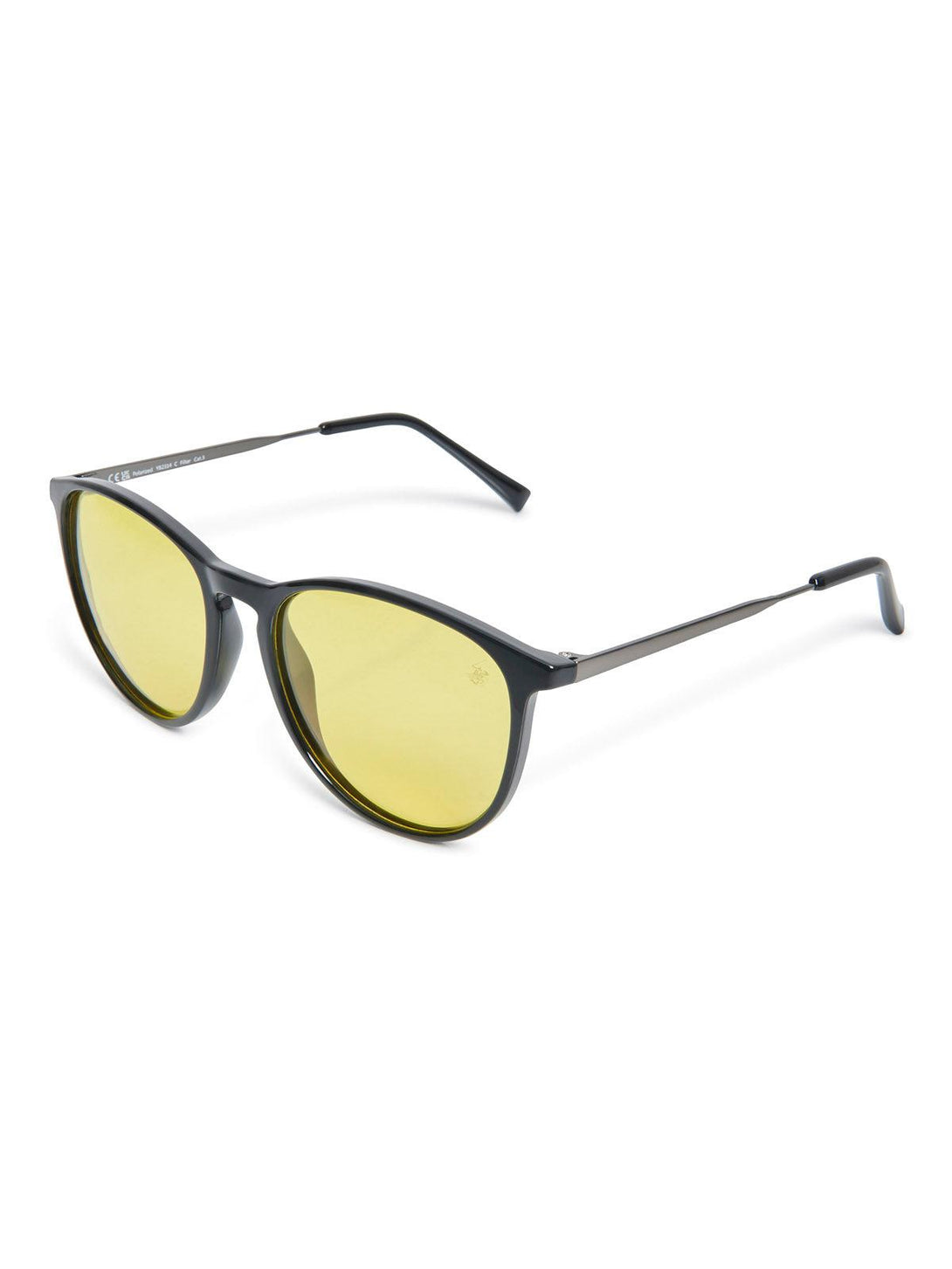 Beverly Hills Polo Club UK-METAL FRAME WAYFARER POLARISED SUNGLASSES BLACK HIGH TRANSMIT YELLOW