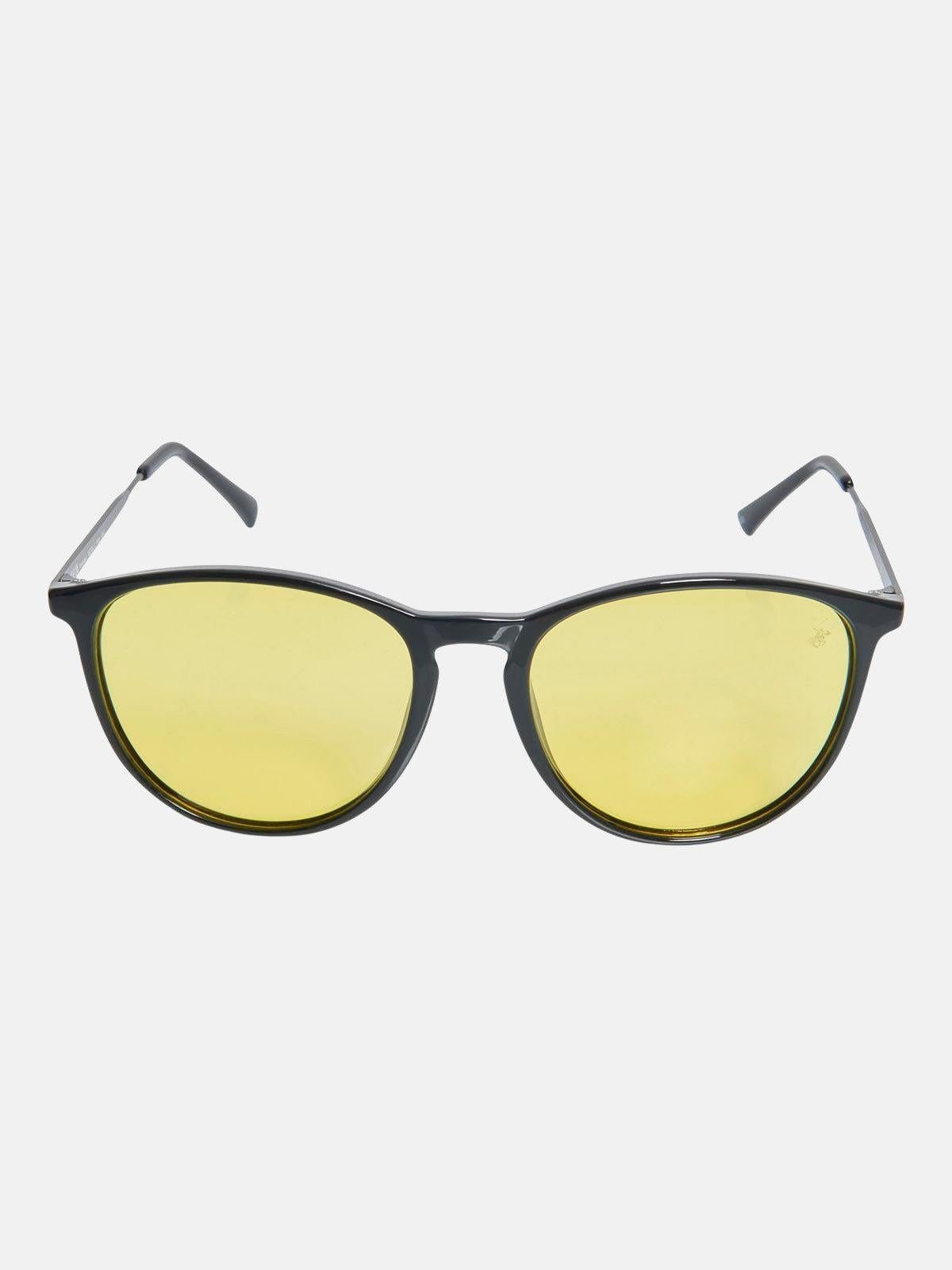 Beverly Hills Polo Club UK-METAL FRAME WAYFARER POLARISED SUNGLASSES BLACK HIGH TRANSMIT YELLOW