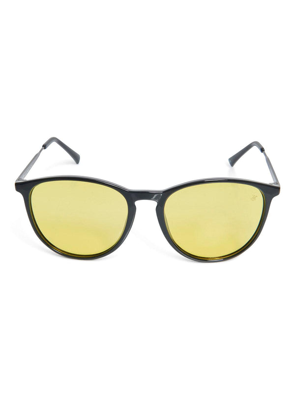 Beverly Hills Polo Club UK-METAL FRAME WAYFARER POLARISED SUNGLASSES BLACK HIGH TRANSMIT YELLOW