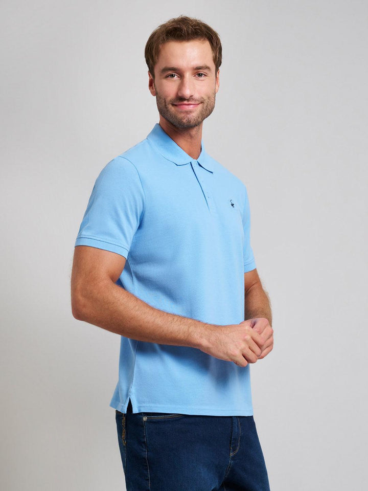 Beverly Hills Polo Club UK-MODERN SLIM FIT POLO SHIRT BREEZE BLUE