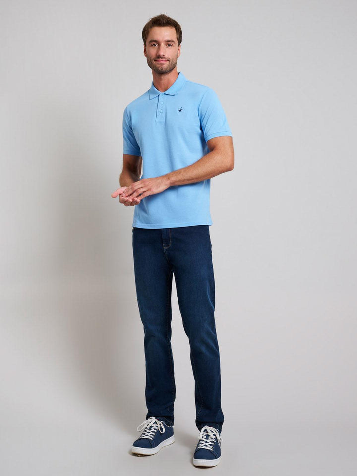 Beverly Hills Polo Club UK-MODERN SLIM FIT POLO SHIRT BREEZE BLUE