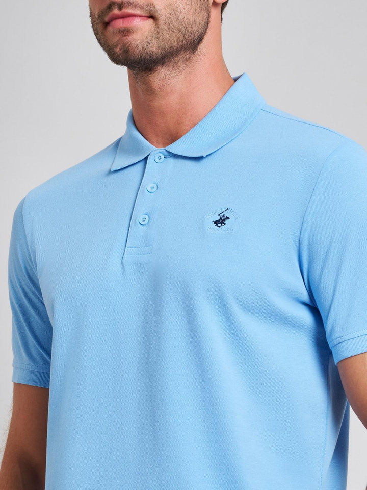 Beverly Hills Polo Club UK-MODERN SLIM FIT POLO SHIRT BREEZE BLUE