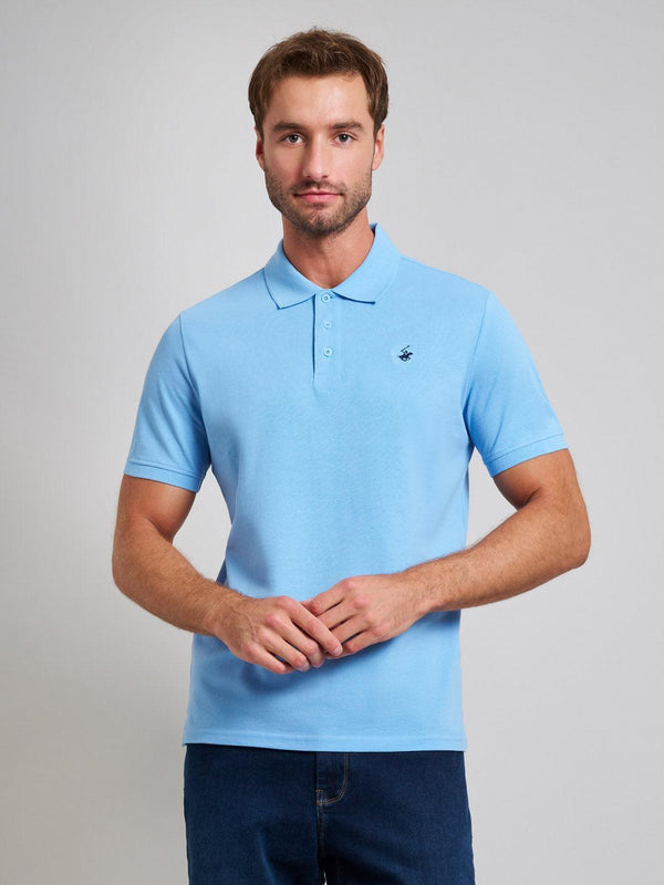 Beverly Hills Polo Club UK-MODERN SLIM FIT POLO SHIRT BREEZE BLUE