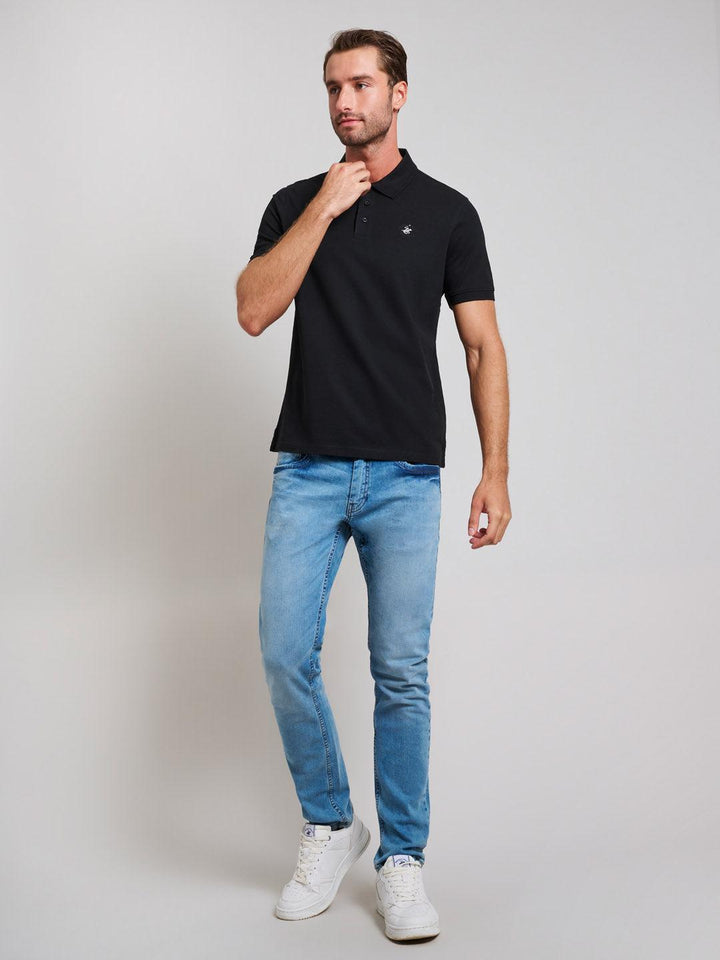 Beverly Hills Polo Club UK-MODERN SLIM FIT POLO SHIRT CLUB BLACK