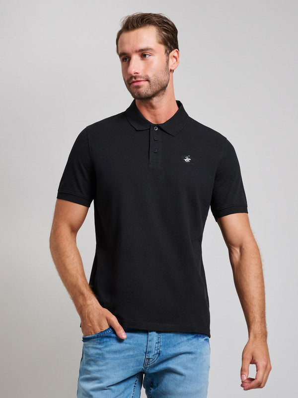 Beverly Hills Polo Club UK-MODERN SLIM FIT POLO SHIRT CLUB BLACK