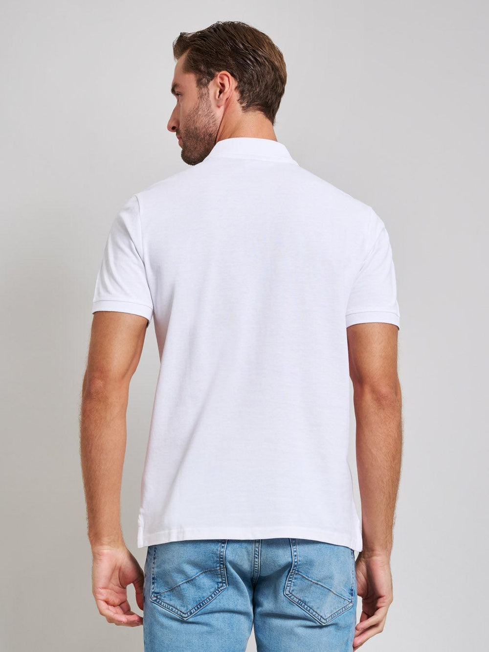 Beverly Hills Polo Club UK-MODERN SLIM FIT POLO SHIRT GHOST WHITE