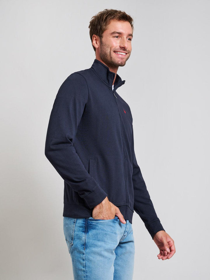 Beverly Hills Polo Club UK-MODERN SLIM FIT ZIP SWEAT DARK NAVY