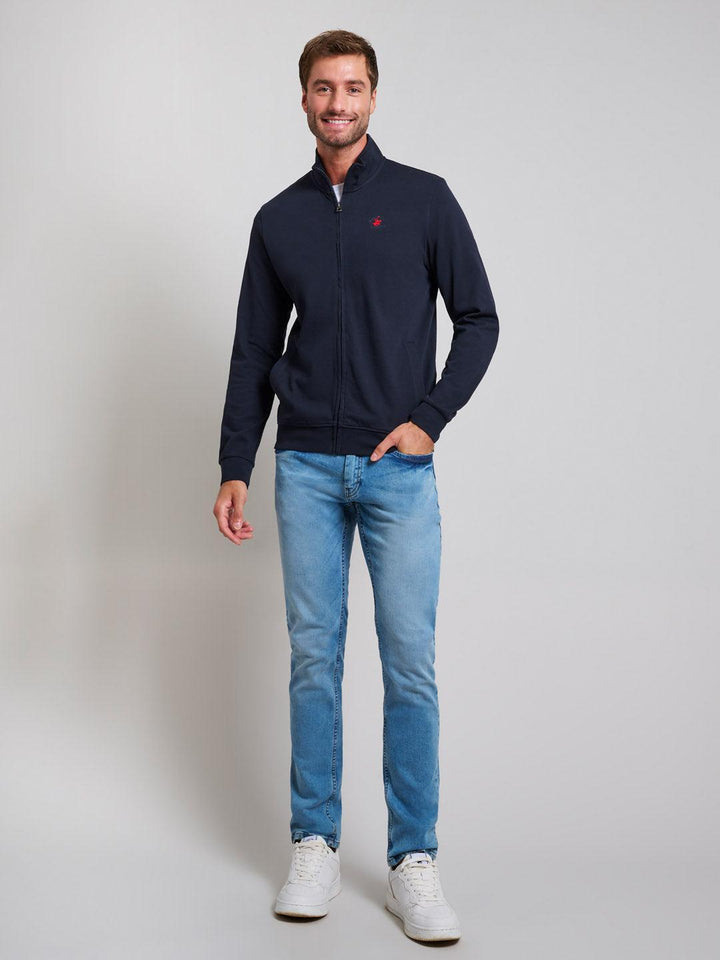 Beverly Hills Polo Club UK-MODERN SLIM FIT ZIP SWEAT DARK NAVY