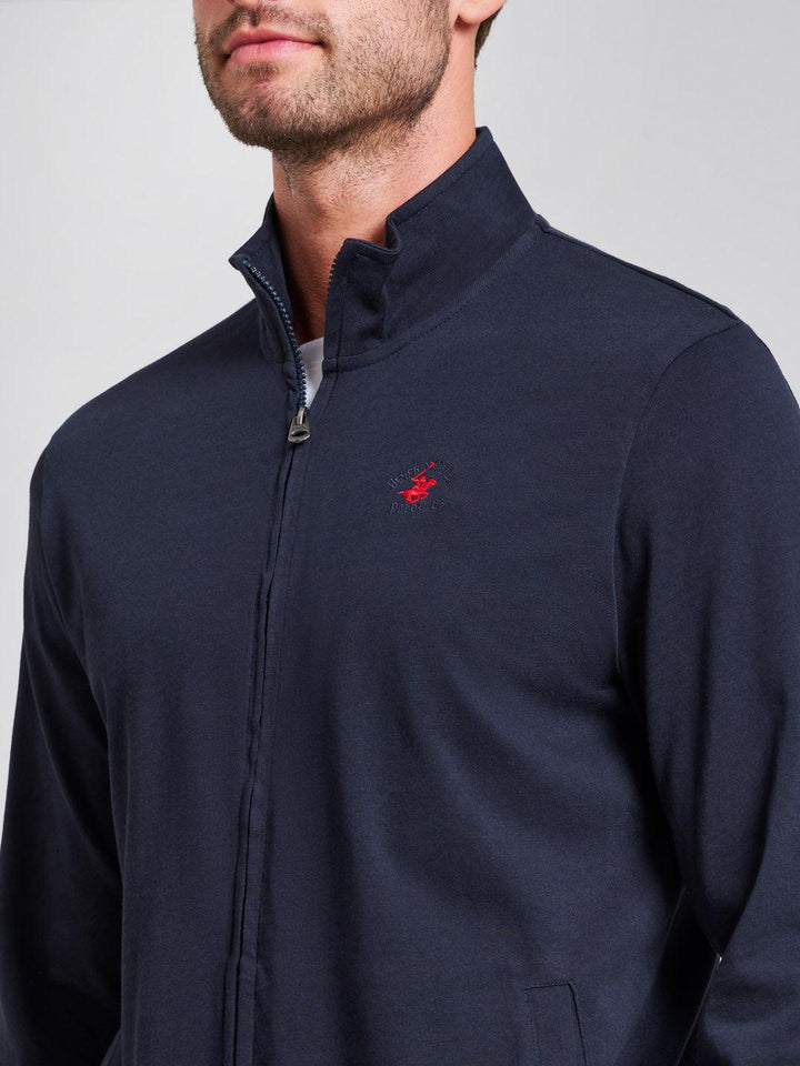 Beverly Hills Polo Club UK-MODERN SLIM FIT ZIP SWEAT DARK NAVY