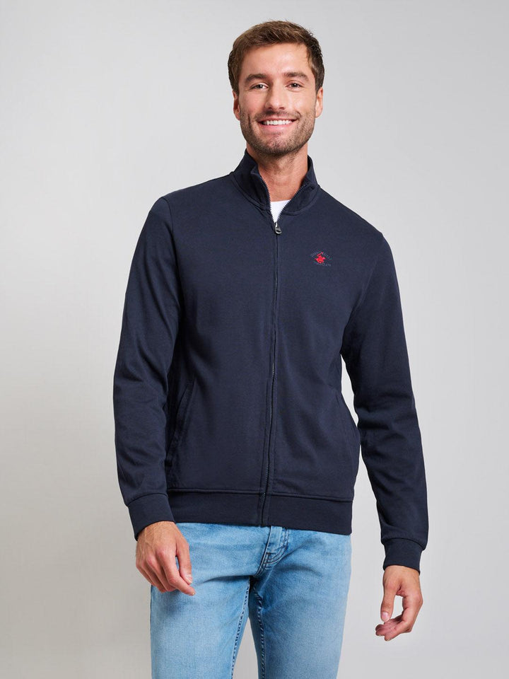 Beverly Hills Polo Club UK-MODERN SLIM FIT ZIP SWEAT DARK NAVY