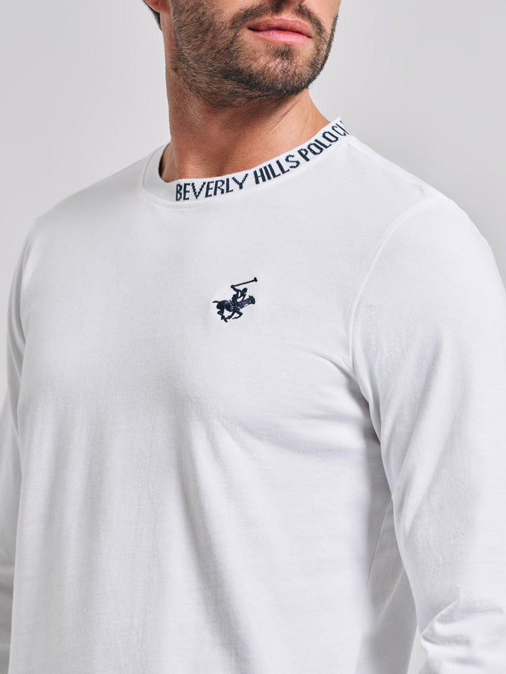 Beverly Hills Polo Club UK-NECK LOGO ICON PONY LS T-SHIRT WINTER WHITE