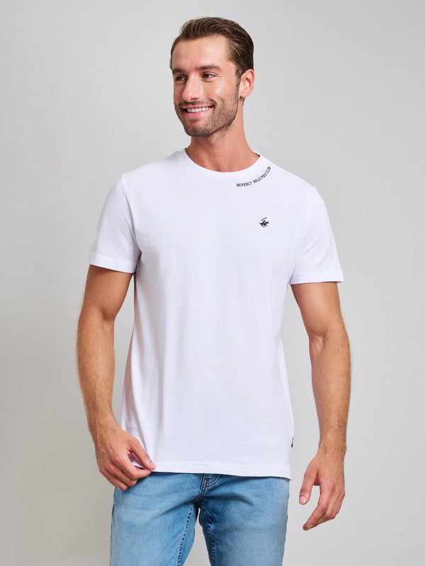 Beverly Hills Polo Club UK-NECK TAG MODERN SLIM FIT T-SHIRT GHOST WHITE