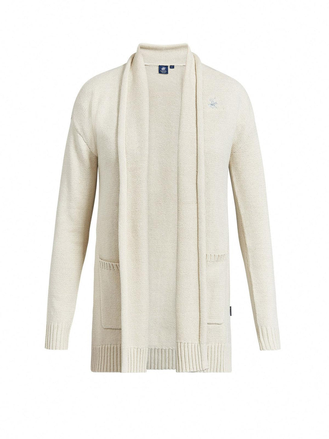 Beverly Hills Polo Club UK-OPEN ROLLED HEM CARDIGAN HEATHER OATMEAL