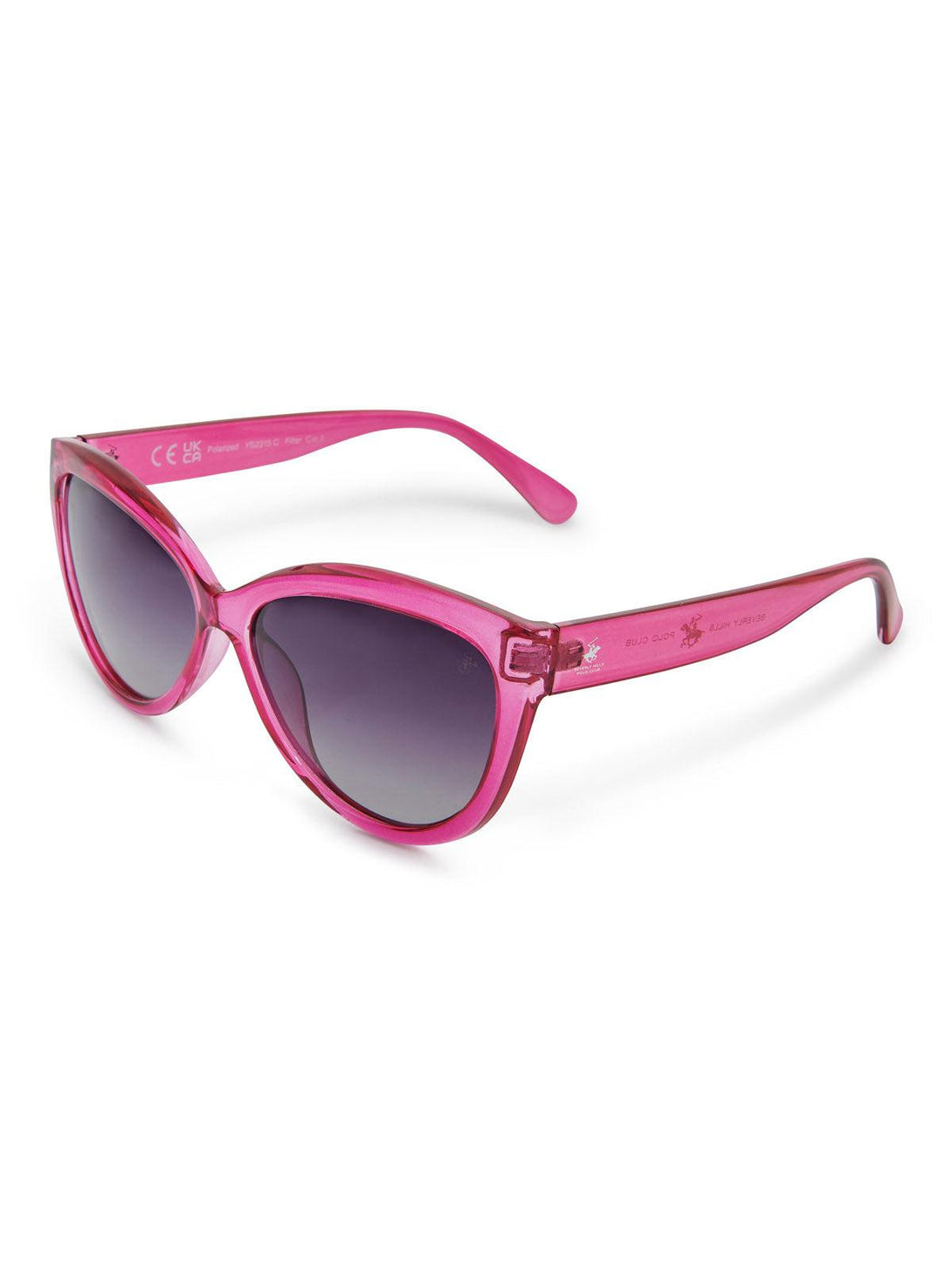 Beverly Hills Polo Club UK-OVERSIZED CATS EYE POLARISED SUNGLASSES VIOLET GRADIENT SMOKE