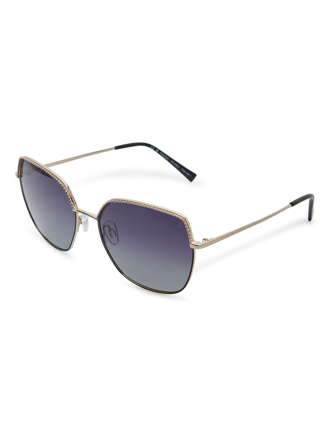 Beverly Hills Polo Club UK-OVERSIZED CHAINLINK POLARISED SUNGLASSES BLACK GOLD GRADIENT GREY