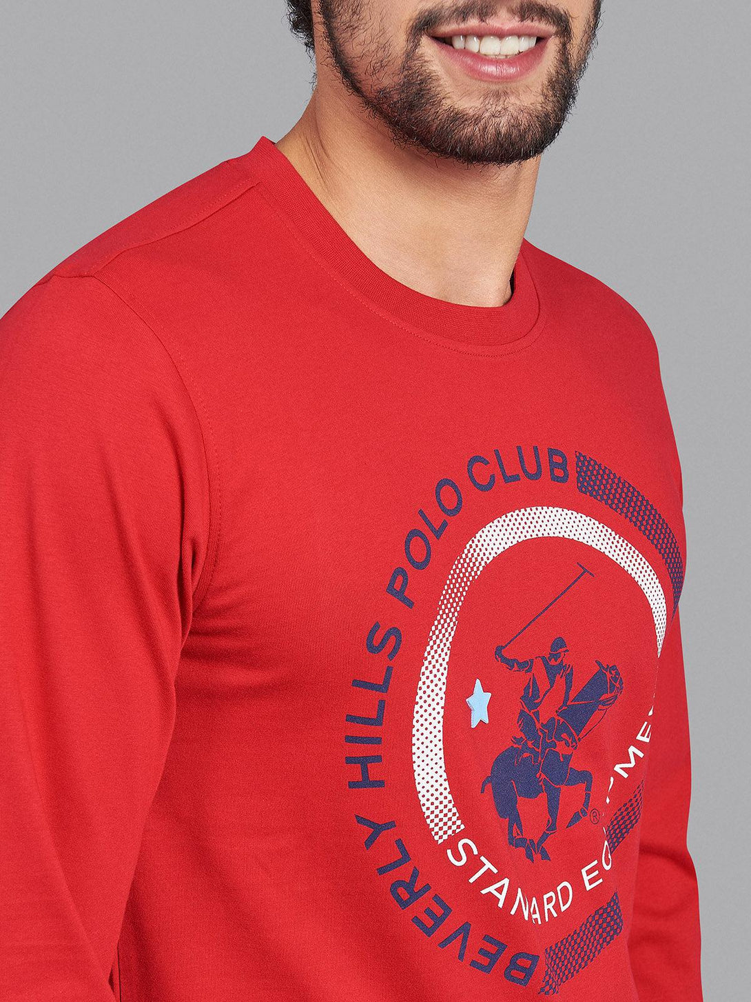 Beverly Hills Polo Club UK-OVERSIZED STANDARD EQUIPMENT LOGO LS T-SHIRT AA RED