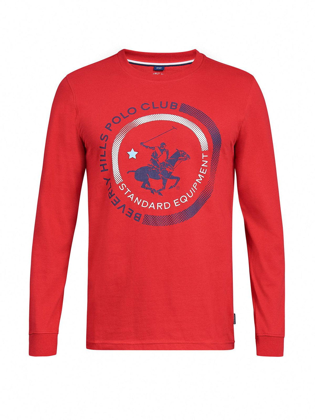 Beverly Hills Polo Club UK-OVERSIZED STANDARD EQUIPMENT LOGO LS T-SHIRT AA RED