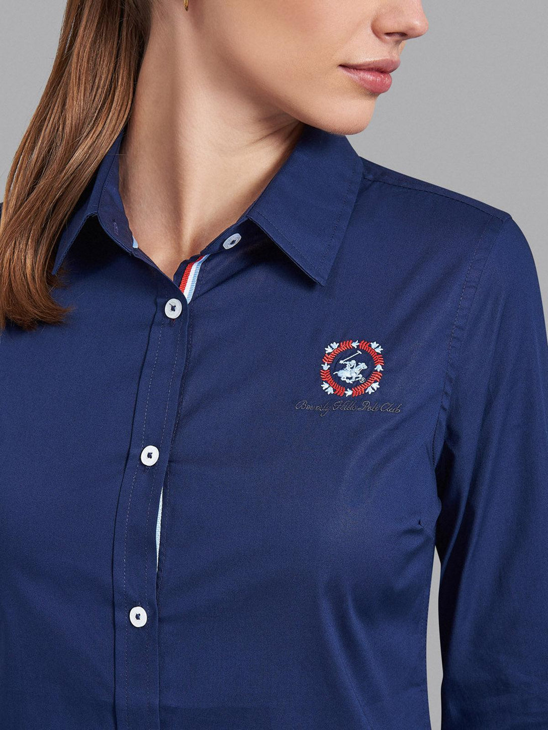 Beverly Hills Polo Club UK-PATCHED OXFORD SHIRT TRUE NAVY