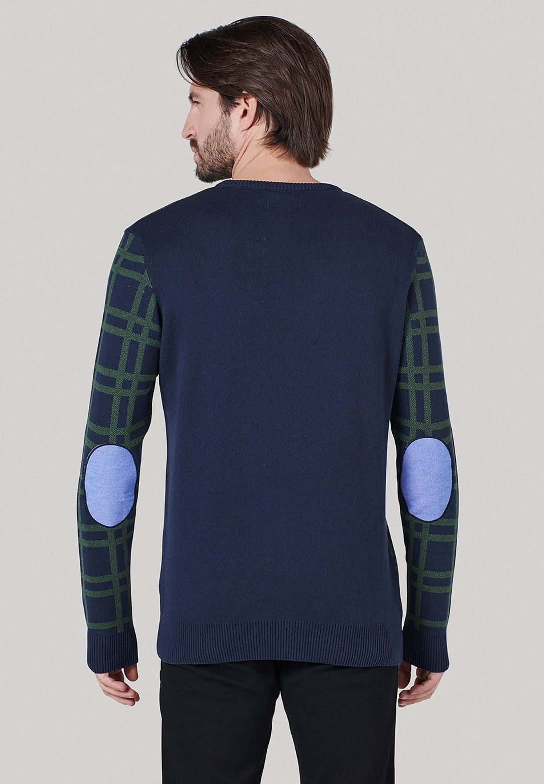 Beverly Hills Polo Club UK-PATTERN FRONT CREW NECK KNIT NAVY