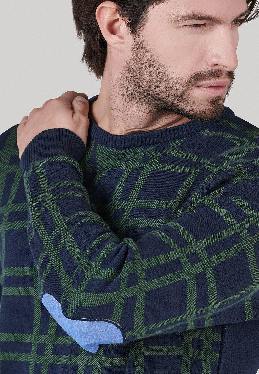 Beverly Hills Polo Club UK-PATTERN FRONT CREW NECK KNIT NAVY