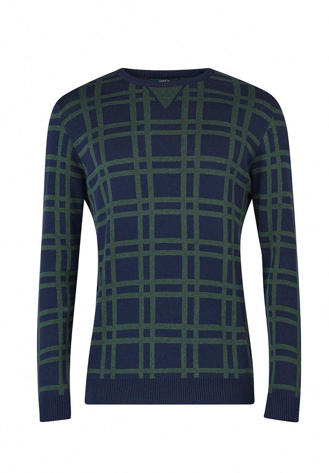 Beverly Hills Polo Club UK-PATTERN FRONT CREW NECK KNIT NAVY