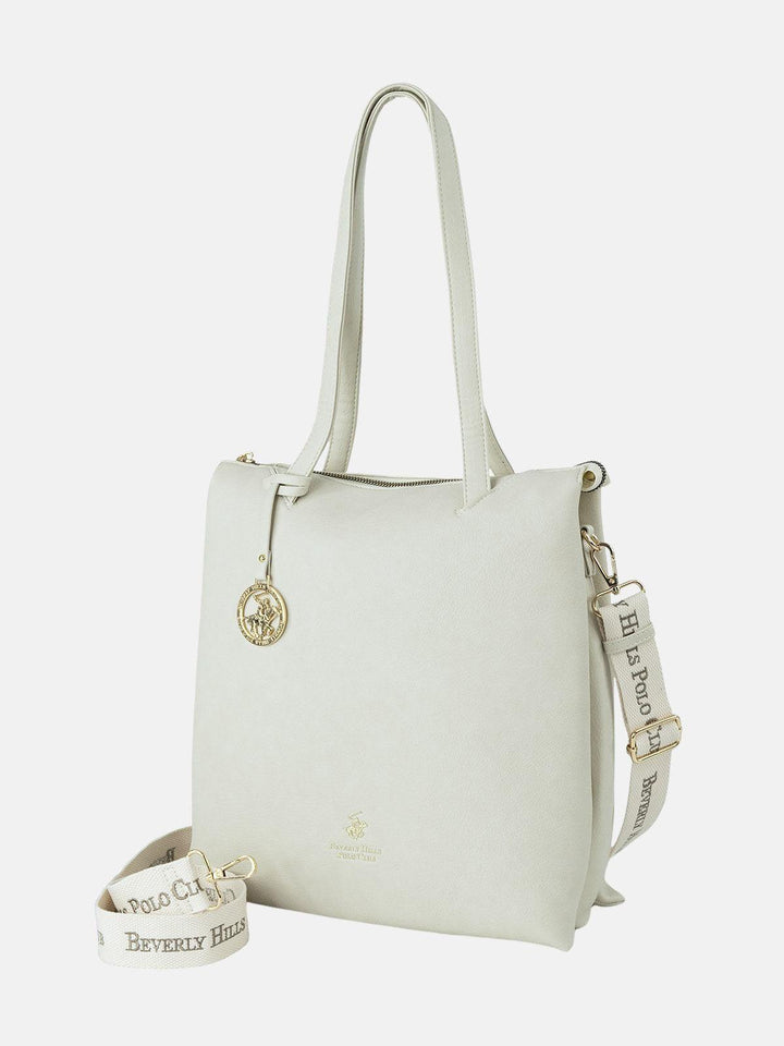 Beverly Hills Polo Club UK-PENDANT TOTE BAG WINTER WHITE