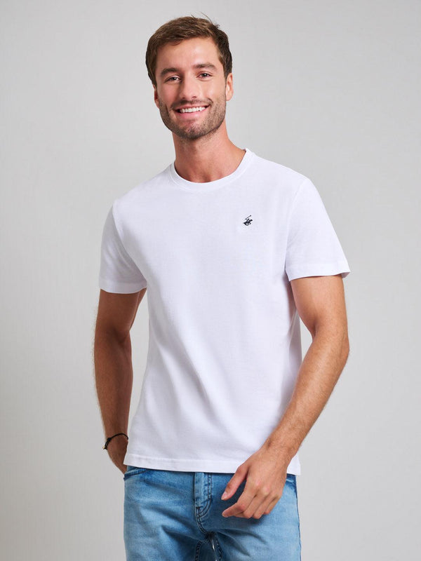Beverly Hills Polo Club UK-PIQUE COTTON MODERN SLIM FIT T-SHIRT GHOST WHITE