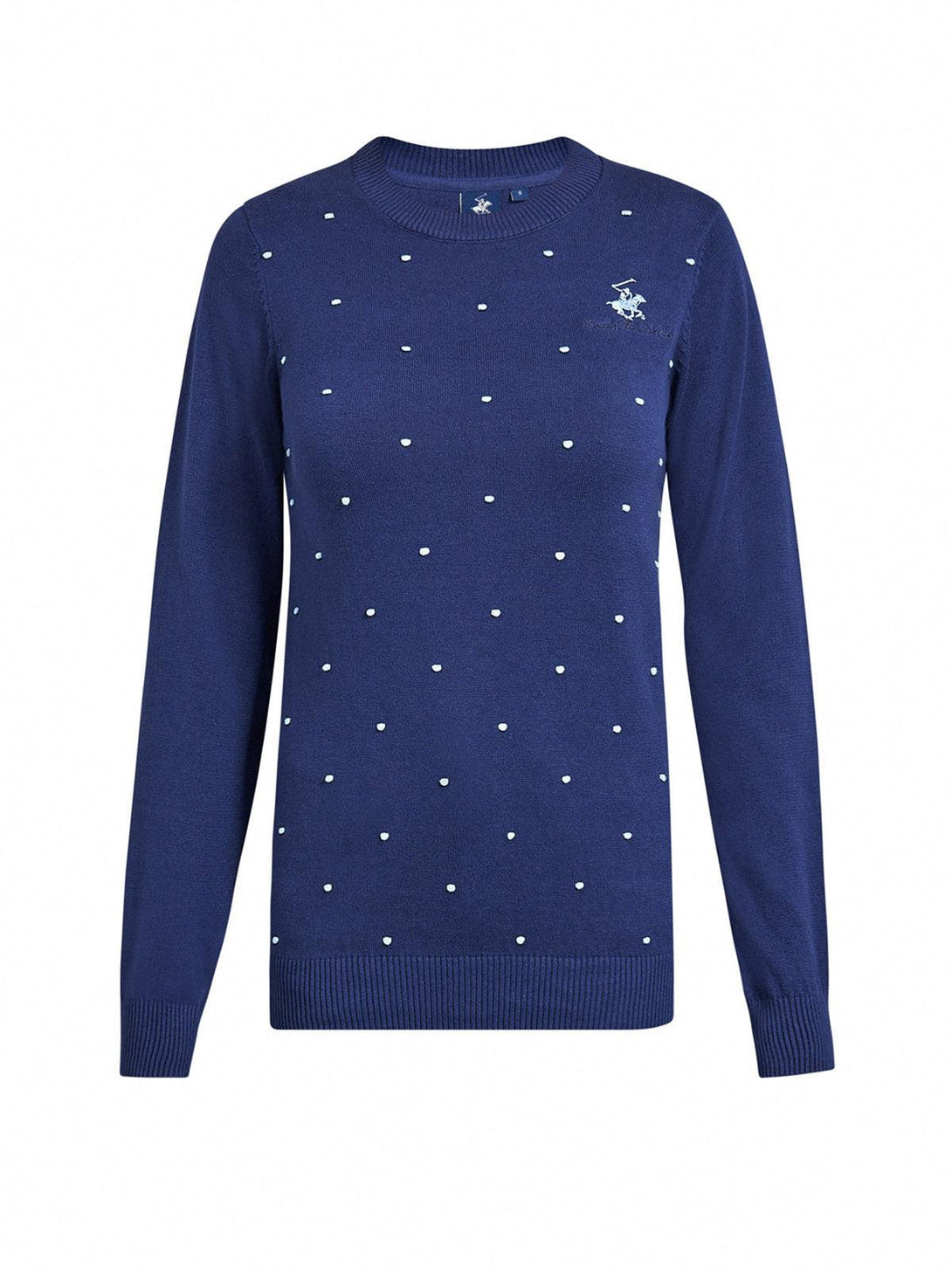 Beverly Hills Polo Club UK-POLKA DOT ESSENTIAL SWEATER TRUE NAVY