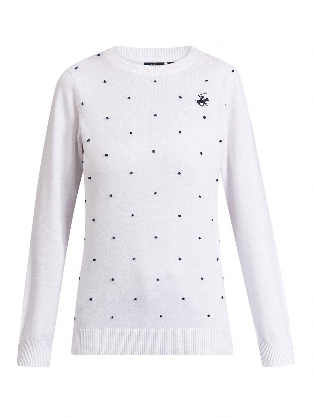 Beverly Hills Polo Club UK-POLKA DOT ESSENTIAL SWEATER WHITE