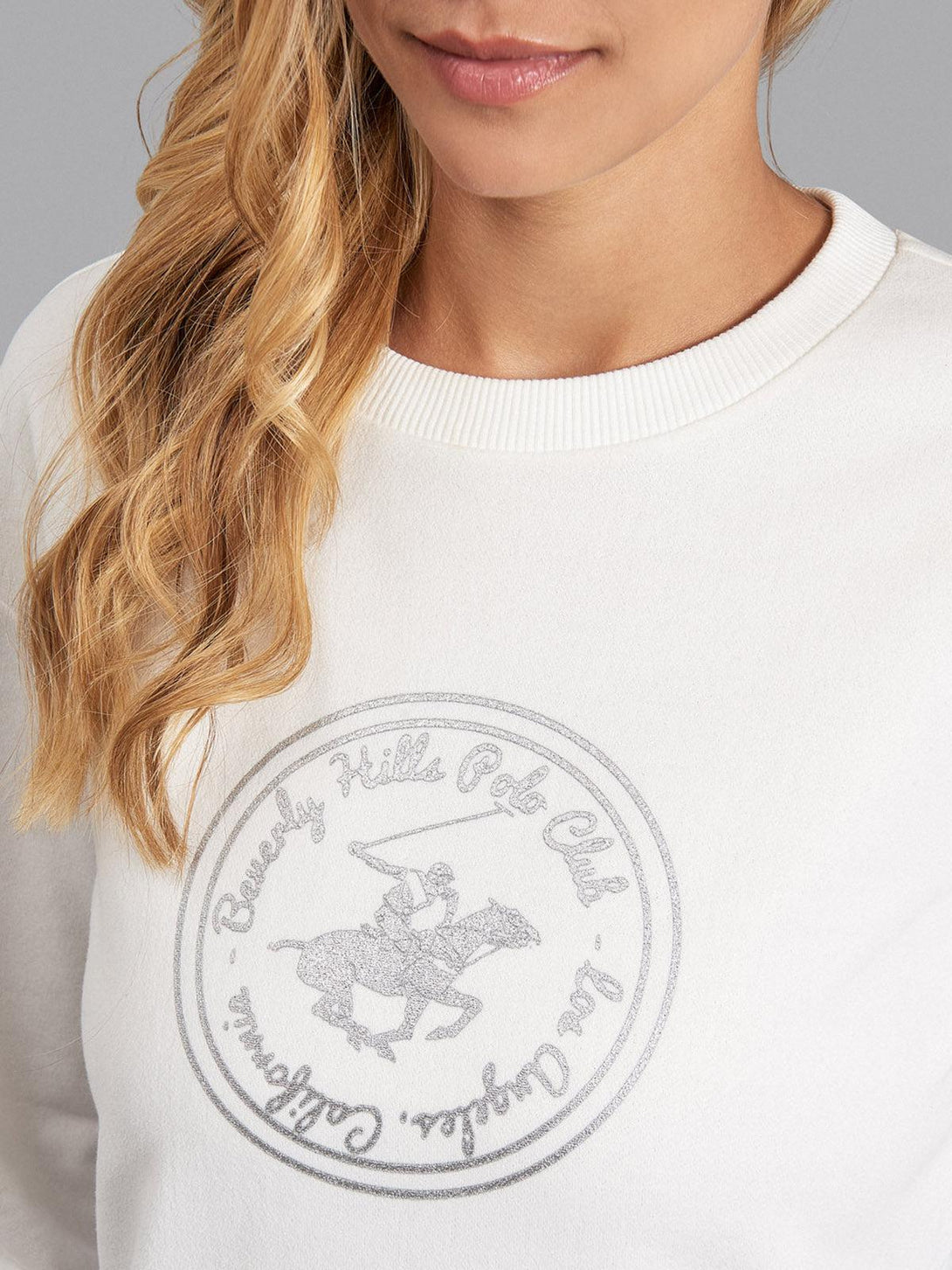 Beverly Hills Polo Club UK-POLO CLUB GRAPHIC SWEATSHIRT MINI DRESS WHITE