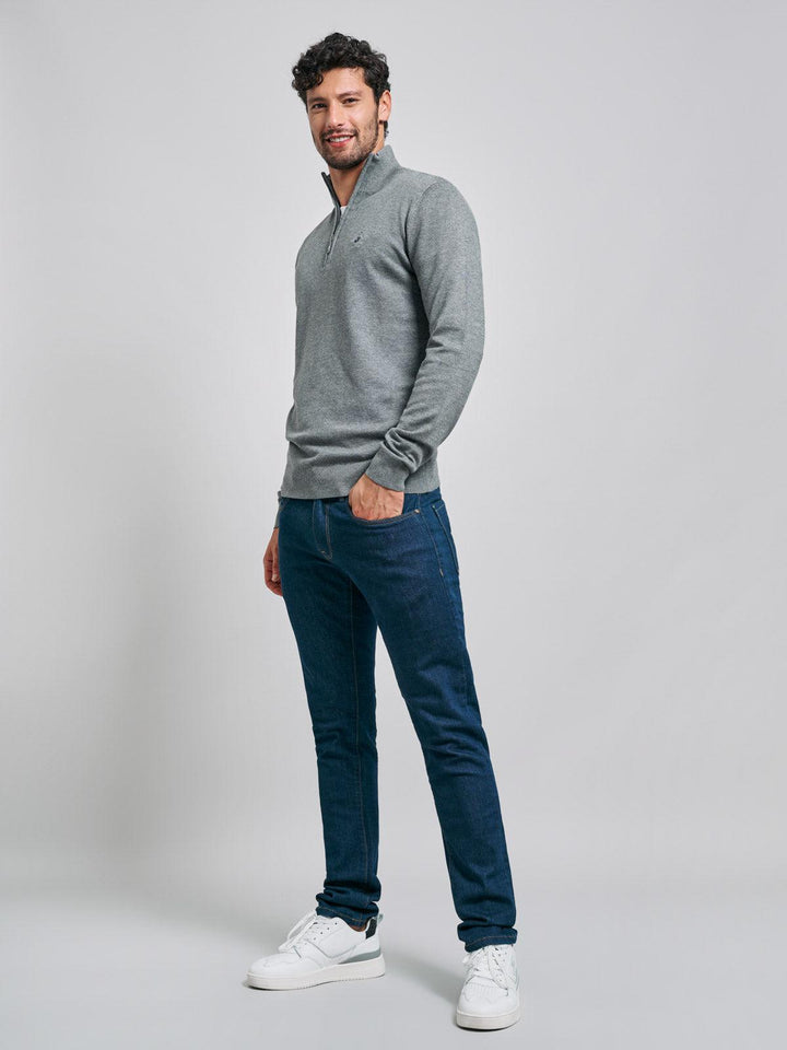 Beverly Hills Polo Club UK-POLO PONY 1/4 ZIP KNIT GREY MELANGE