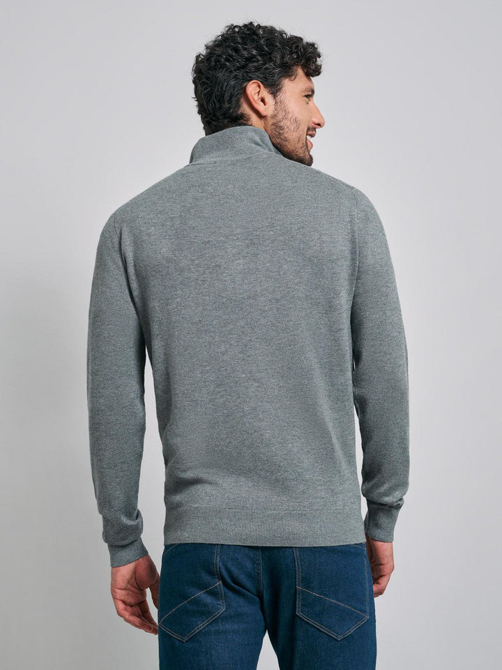 Beverly Hills Polo Club UK-POLO PONY 1/4 ZIP KNIT GREY MELANGE