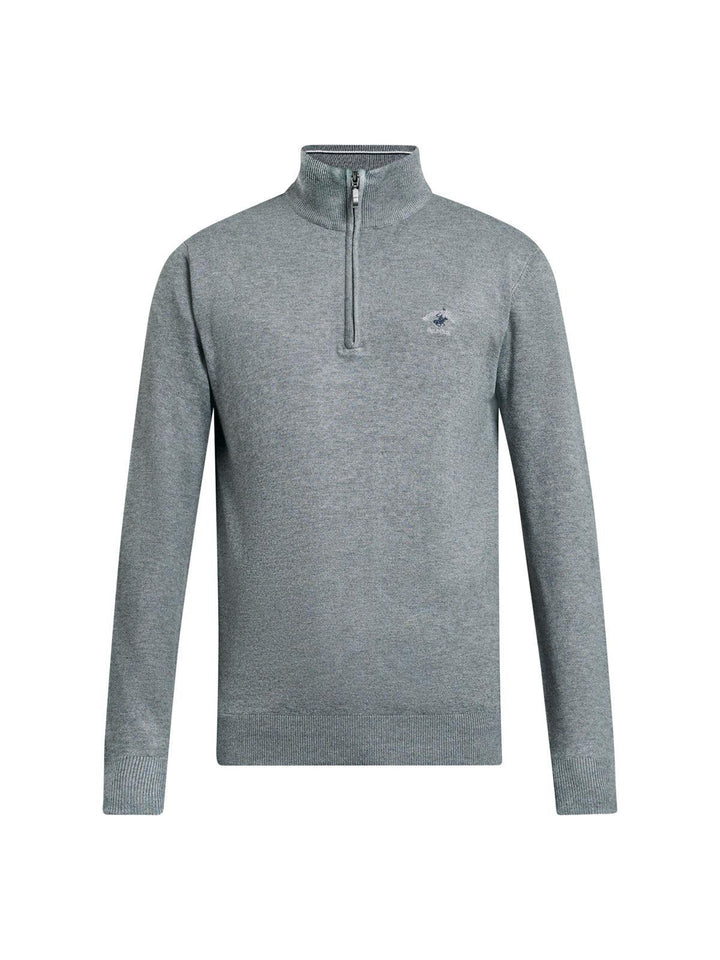 Beverly Hills Polo Club UK-POLO PONY 1/4 ZIP KNIT GREY MELANGE