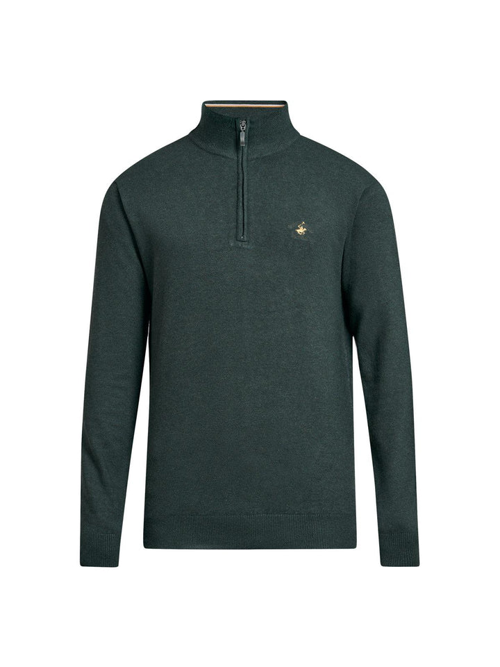 Beverly Hills Polo Club UK-POLO PONY 1/4 ZIP KNIT HUNTER GREEN