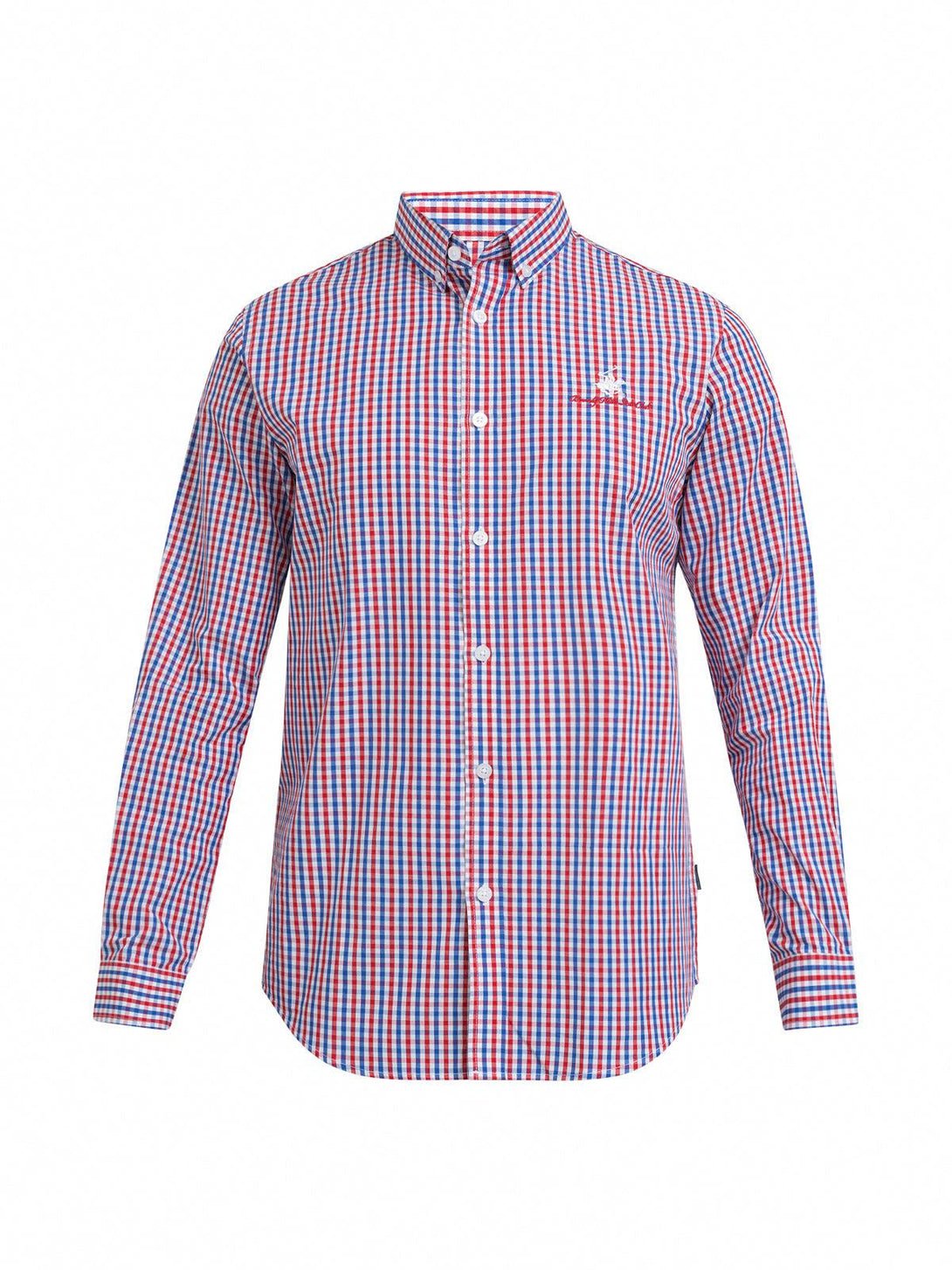 Beverly Hills Polo Club UK-POLO PONY BUTTON DOWN CHECK SHIRT RED MULTI