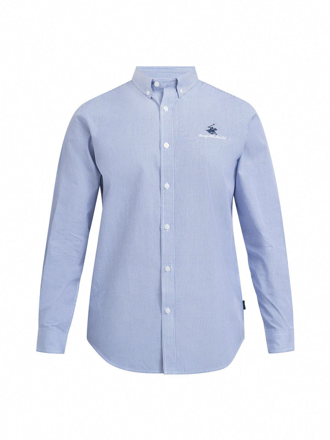 Beverly Hills Polo Club UK-POLO PONY BUTTON DOWN SHIRT BLUE STRIPE