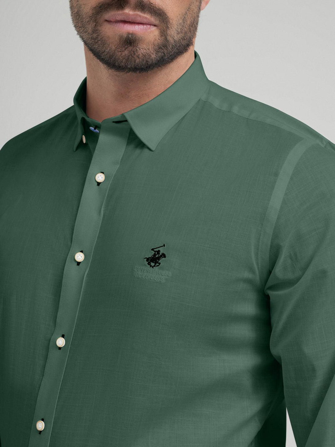 Beverly Hills Polo Club UK-POLO PONY FORMAL SHIRT ARMY GREEN