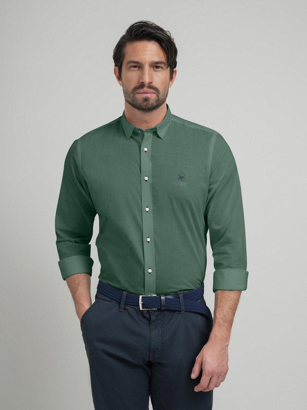 Beverly Hills Polo Club UK-POLO PONY FORMAL SHIRT ARMY GREEN