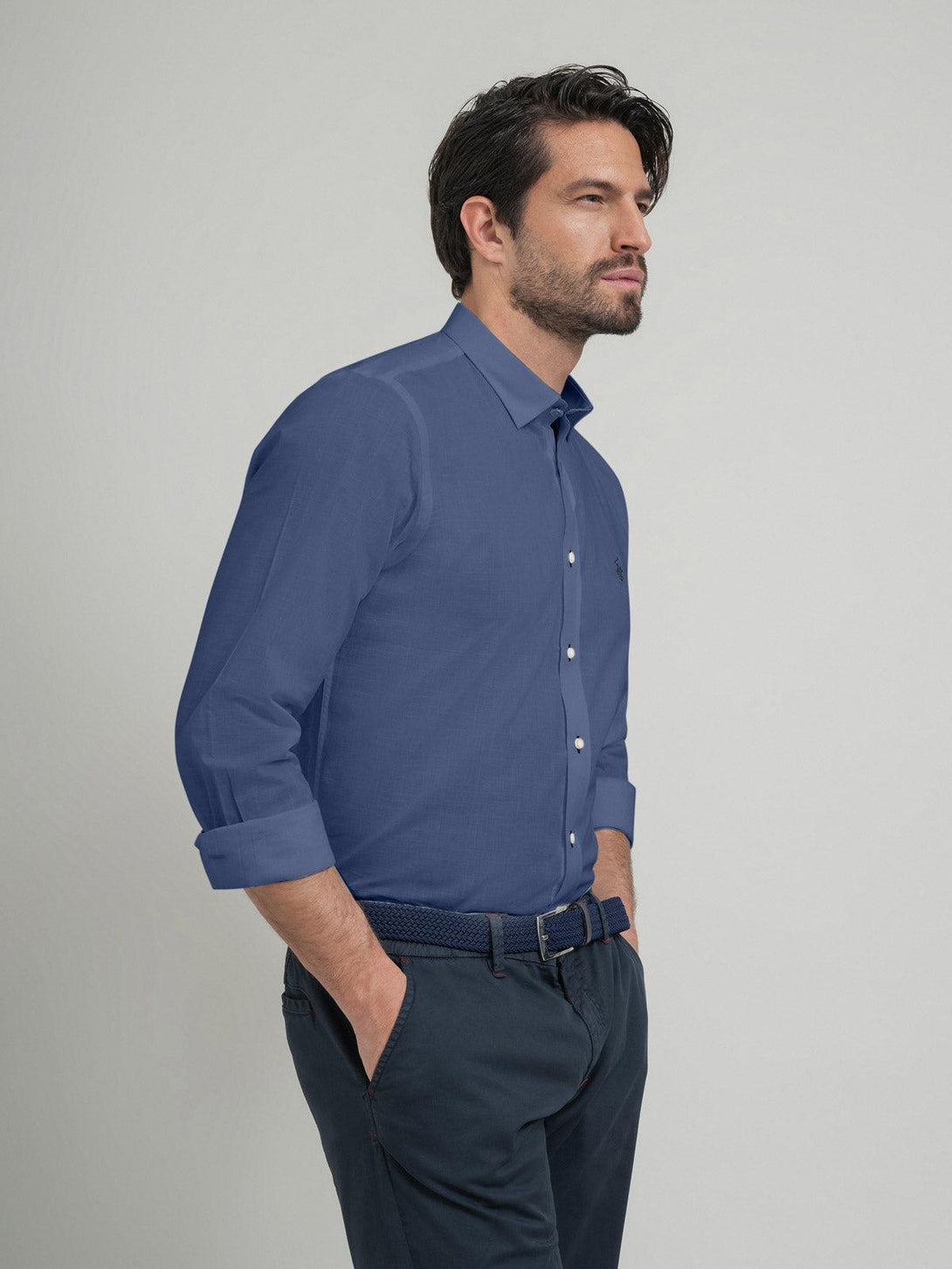 Beverly Hills Polo Club UK-POLO PONY FORMAL SHIRT NAVY