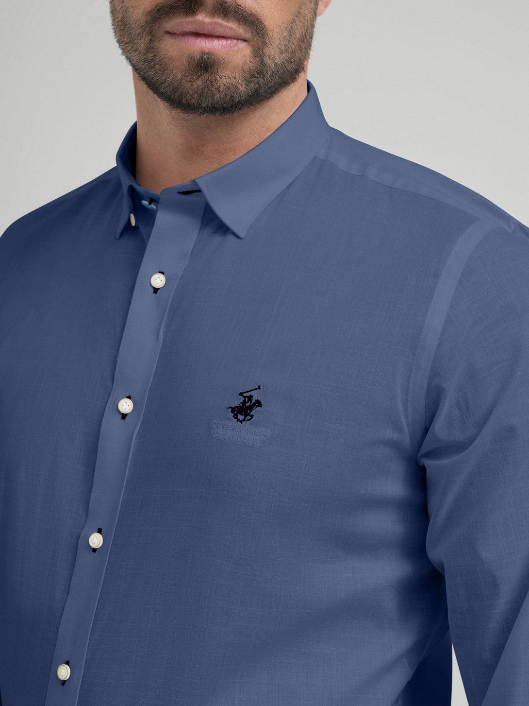 Beverly Hills Polo Club UK-POLO PONY FORMAL SHIRT NAVY