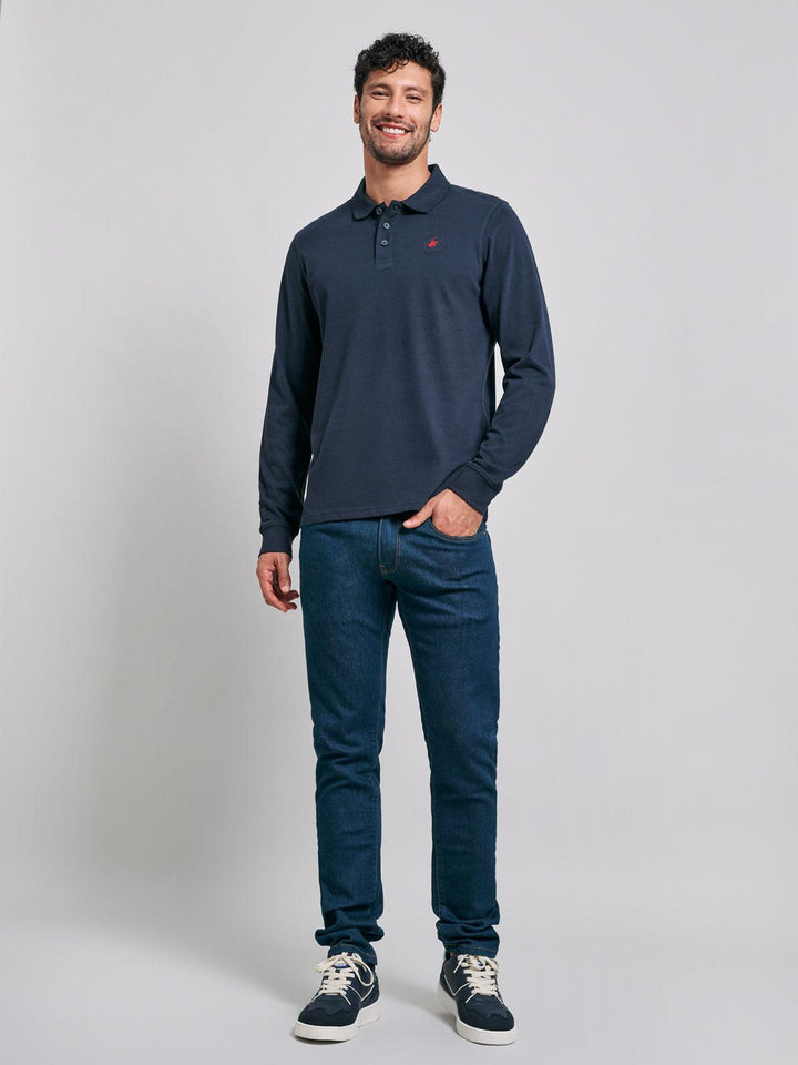 Beverly Hills Polo Club UK-POLO PONY LS POLO SHIRT NAVY