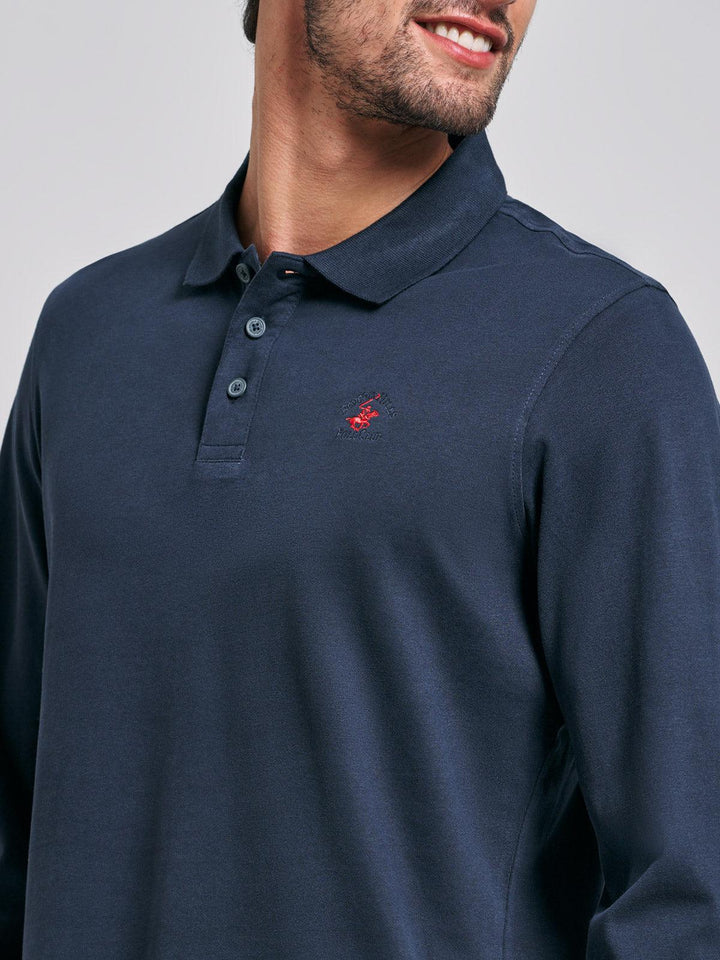 Beverly Hills Polo Club UK-POLO PONY LS POLO SHIRT NAVY
