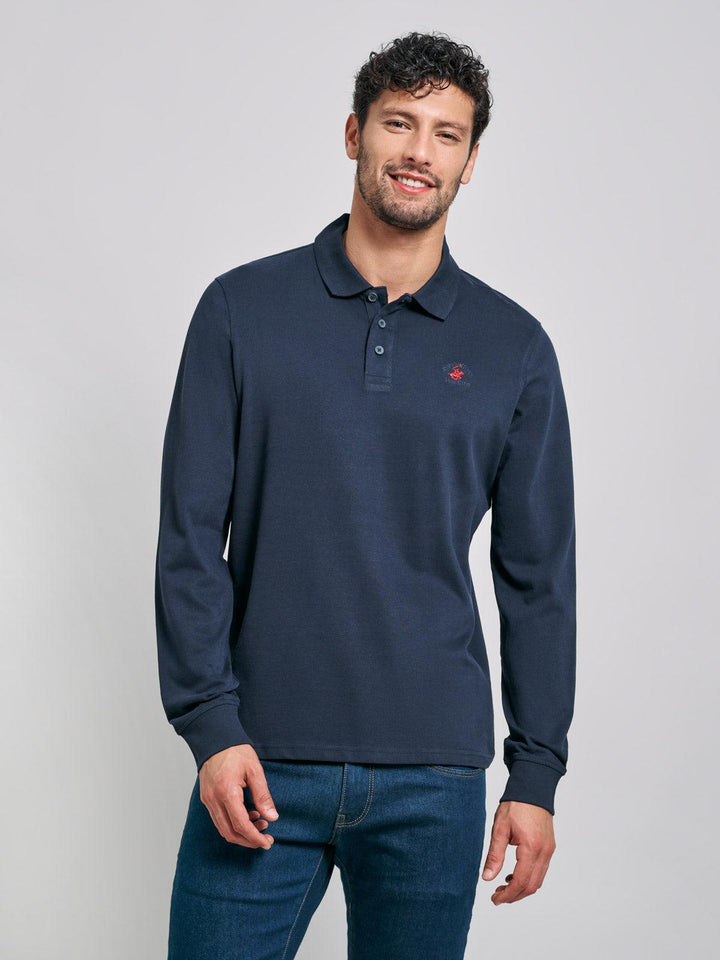 Beverly Hills Polo Club UK-POLO PONY LS POLO SHIRT NAVY