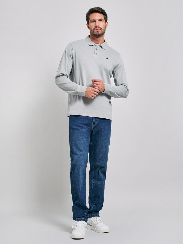 Beverly Hills Polo Club UK-POLO PONY LS POLO SHIRT STEEL GREY