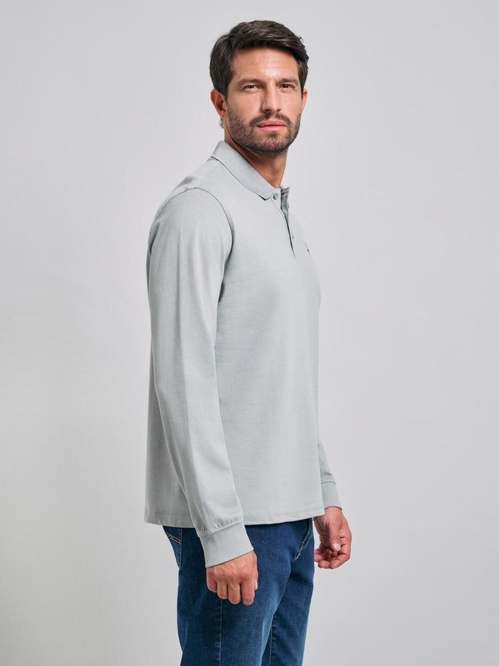 Beverly Hills Polo Club UK-POLO PONY LS POLO SHIRT STEEL GREY